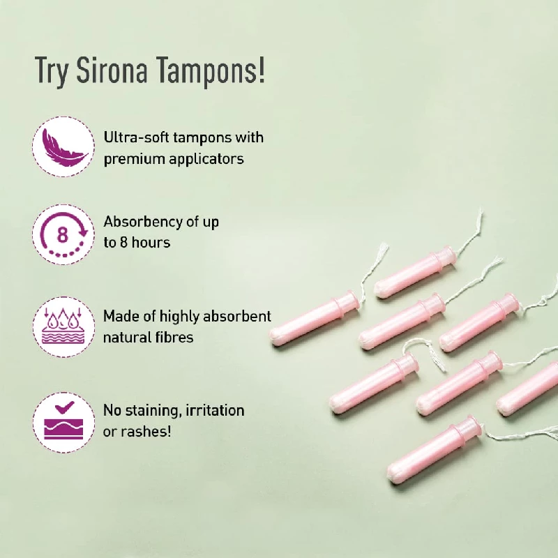 Sirona Regular Flow Tampons with Applicator, 16 Pads-4.webp